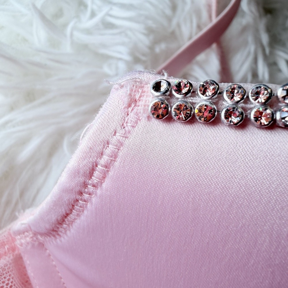 Victoria's Secret Very Sexy Pink Rhinestone Balconette Bra 32B Y2K - Picture 12 of 16